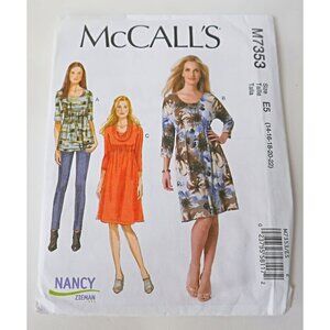Vintage McCall's M7353 Sewing Pattern Misses Top and Dresses Loose Fitting